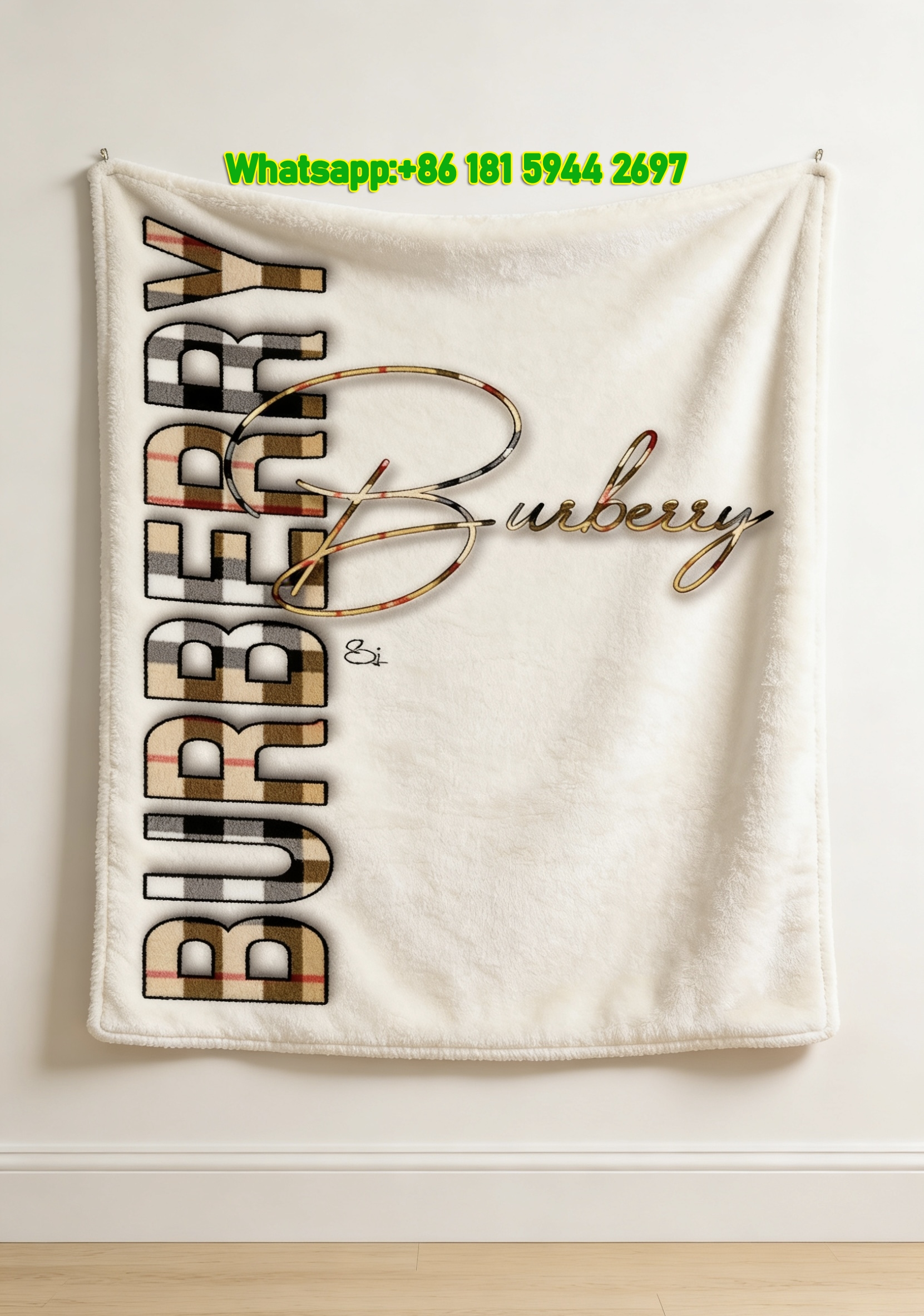 Burberry Flannel Throw Blanket Vintage Check Logo Print Sofa Blanket B152